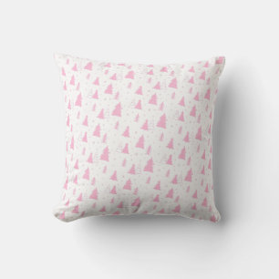 Roze kerstboompatroon kussen