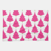  roze kerstboompatroon theedoek (Horizontaal)