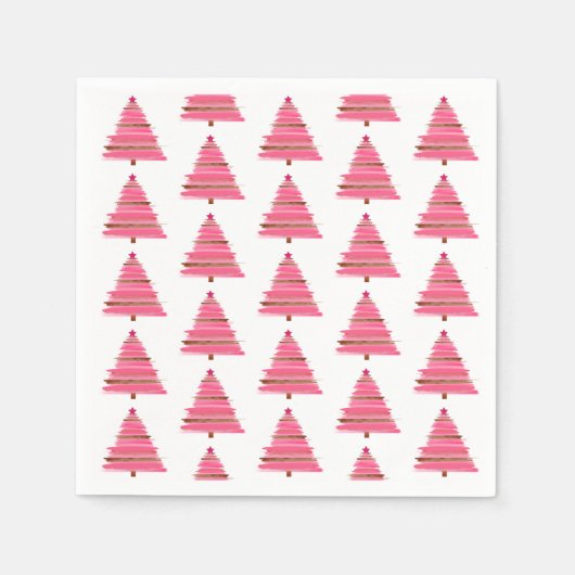 Roze kerstboomschilderij servet (Voorkant)