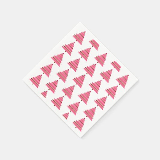 Roze kerstboomschilderij servet (Hoek)