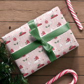 Roze kerstboomschilfers Boerderij Inpakpapier Vel