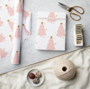 Roze kerstboomverlooppapier cadeaupapier