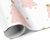 Roze kerstboomverlooppapier cadeaupapier (Rol Hoek)