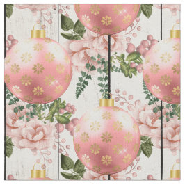 Roze kerstboomversieringen en bloemen op hout stof
