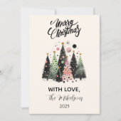 Roze Kerstbos Feestdagenkaart (Voorkant)