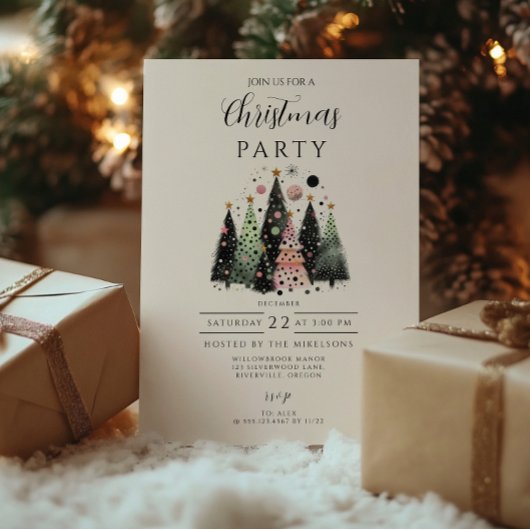 Roze Kerstbos Kaart