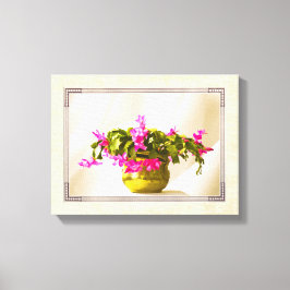 Roze kerstcactus Floral fotografie Canvas Afdruk