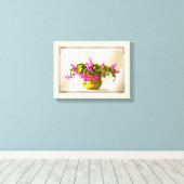 Roze kerstcactus Floral fotografie Canvas Afdruk (Insitu (Houten vloer))