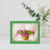 Roze Kerstcactus Portret Feestdagenkaart (Staand voorkant)