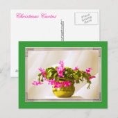 Roze Kerstcactus Portret Feestdagenkaart (Voorkant / Achterkant)