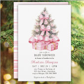 Roze Kerstcadeau Baby shower Kaart