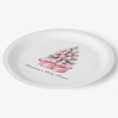 Roze Kerstcadeau Baby shower Papieren Bordje (Gekanteld)