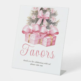 Roze Kerstcadeau Baby shower Reclamebord Met Voetstuk