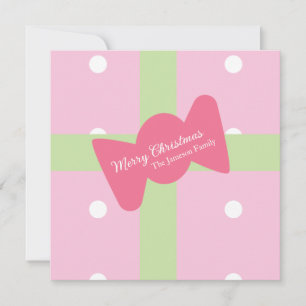 Roze Kerstcadeau Familie Kaart