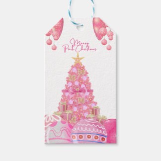 Roze kerstcadeau-Label Cadeaulabel