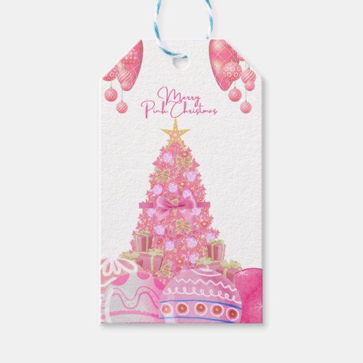 Roze kerstcadeau-Label Cadeaulabel (Voorkant)