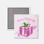 Roze kerstcadeau Magnet (Voorkant / Achterkant)