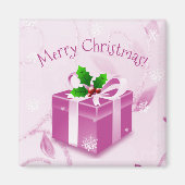 Roze kerstcadeau Magnet (Voorkant)