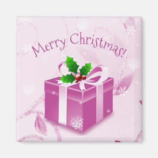 Roze kerstcadeau Magnet (Voorkant)