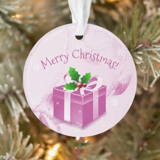 Roze kerstcadeau-Ornament Ornament (Boom)