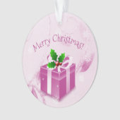 Roze kerstcadeau-Ornament Ornament (voorkant)