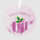 Roze kerstcadeau-Ornament Ornament (voorkant)