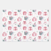 Roze Kerstcadeau  Pakketten Inpakpapier Vel (Voorkant 2)