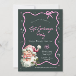 Roze kerstcadeau ruilfeest kaart