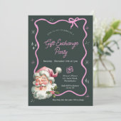 Roze kerstcadeau ruilfeest kaart (Staand voorkant)