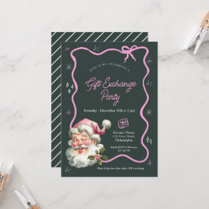 Roze kerstcadeau ruilfeest kaart