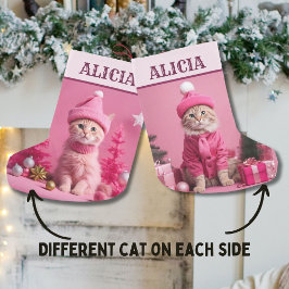 Roze kerstcadeau Schattigee Kattenhanger Kleine Kerstsok