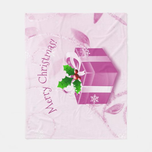 Roze kerstcadeaubon fleece deken (Voorkant)