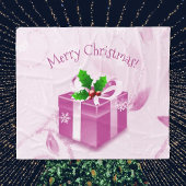 Roze kerstcadeaubon fleece deken