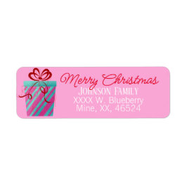 Roze kerstcadeaulabel etiket