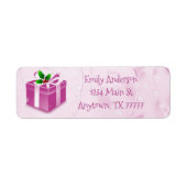 Roze kerstcadeaulabel etiket (Voorkant)