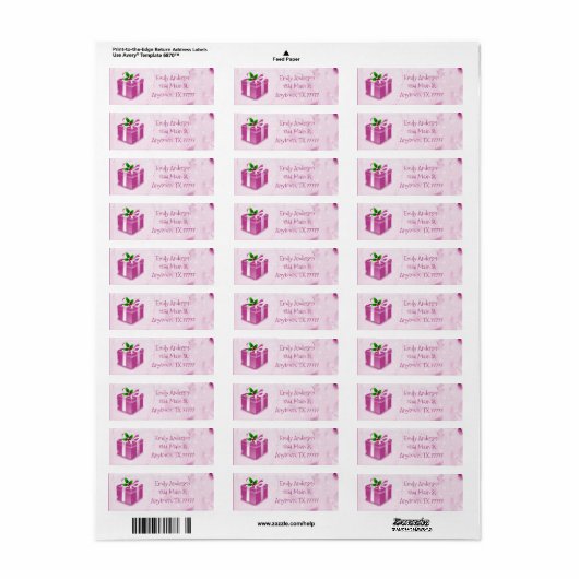 Roze kerstcadeaulabel etiket (Full Sheet)