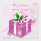 Roze kerstcadeaulabel labels (Design 1)