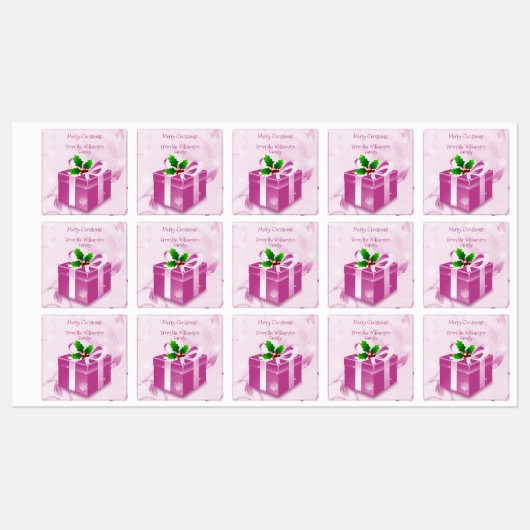Roze kerstcadeaulabel labels (Vel)