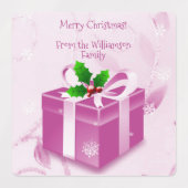 Roze kerstcadeaulabel labels (Design 2)