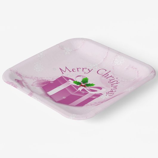 Roze kerstcadeaupapier Bord (Gebogen)