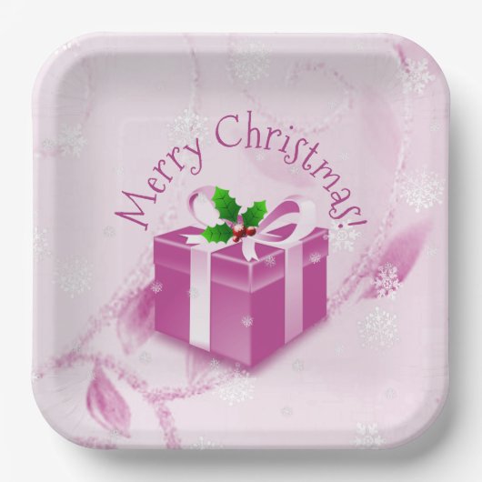 Roze kerstcadeaupapier Bord (Voorkant)