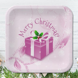 Roze kerstcadeaupapier Bord