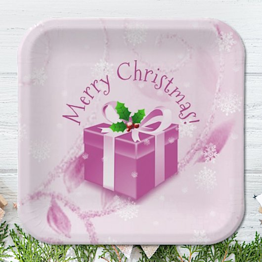 Roze kerstcadeaupapier Bord