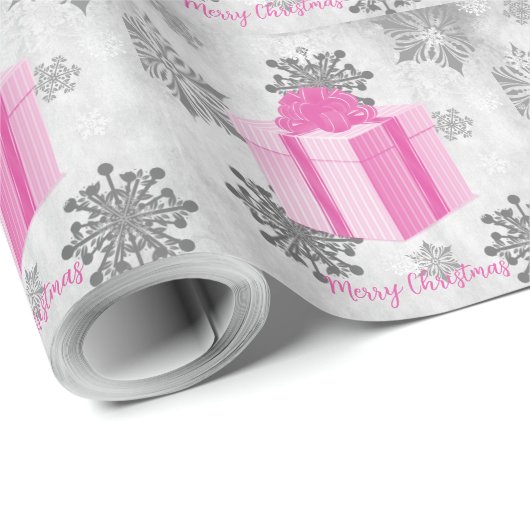 Roze kerstcadeaupapier cadeaupapier (Rol Hoek)
