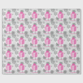 Roze kerstcadeaupapier cadeaupapier (Vlak)