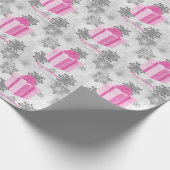 Roze kerstcadeaupapier cadeaupapier (Hoek)