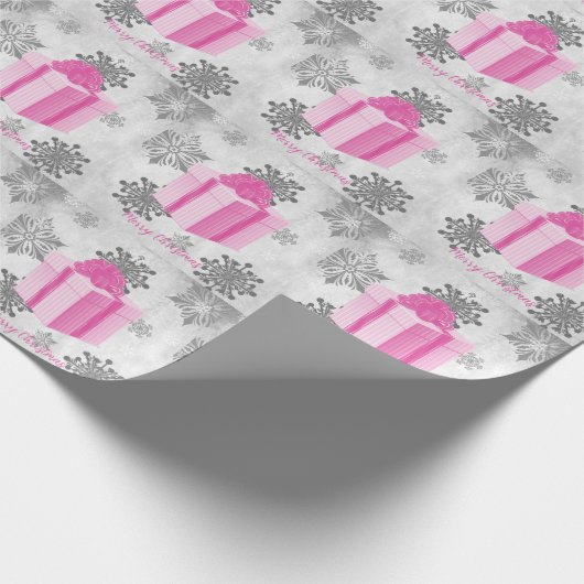Roze kerstcadeaupapier cadeaupapier (Hoek)