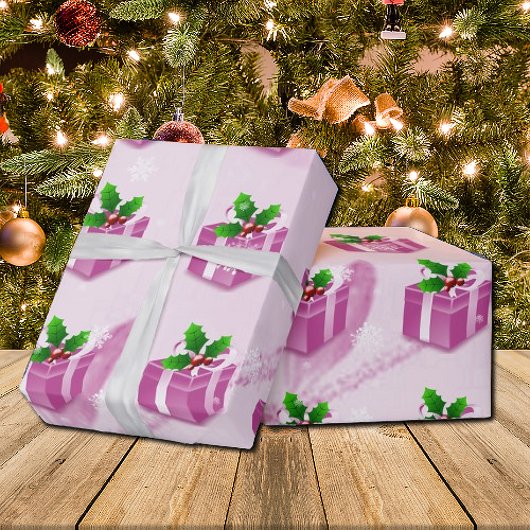 Roze kerstcadeaupapier cadeaupapier
