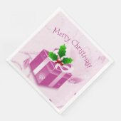 Roze kerstcadeaupapier Napkin Servet (Hoek)