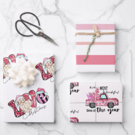 Roze kerstcadeaupapier van liefdesformaat inpakpapier vel